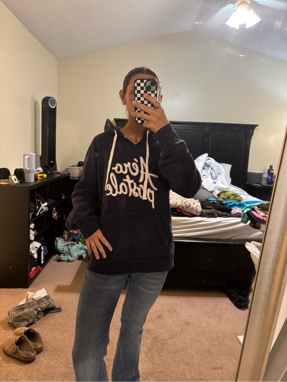Aeropostale 87 Navy Appliqué Hoodie XL Y2K 2000s Spellout